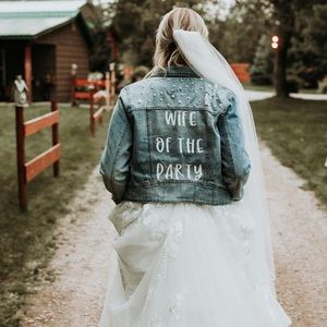 Custom Light Wash Bridal Wedding Jean Jacket